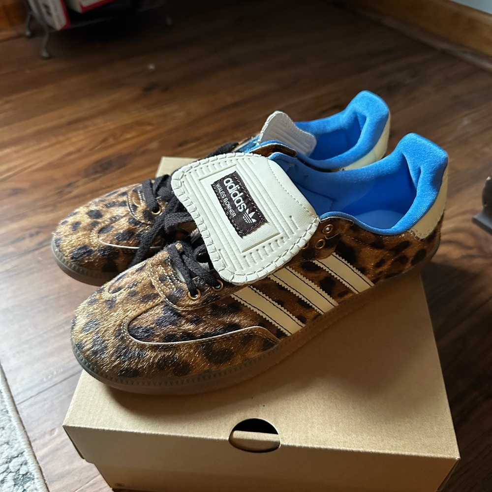 Adidas Brown and Cream Animal Print Sneakers